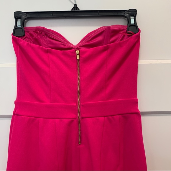 Express hot pink sweetheart strapless jumpsuit - Picture 5 of 8